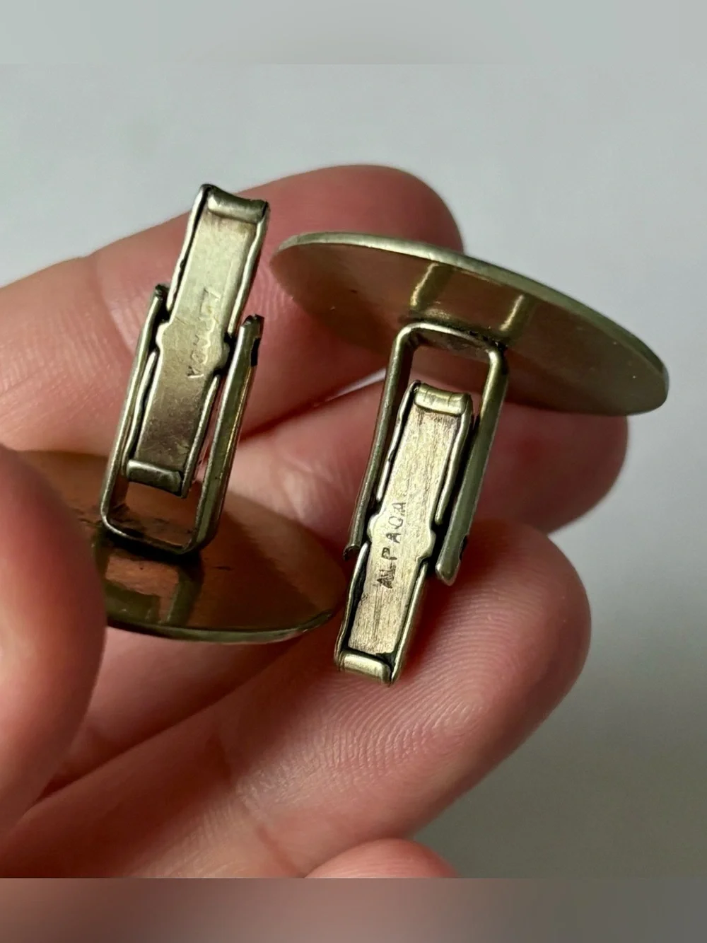 Vintage Alpaca Mexican Aztec Cuff links pair of 2